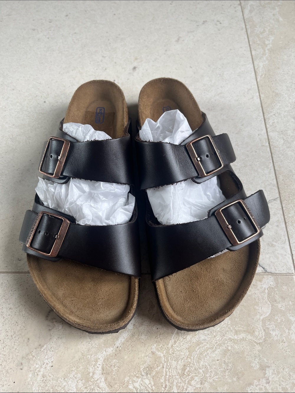 Birkenstock Arizona Double-Buckle Leather Sandals Sz 41 ‘Amalfi Testa Di Moro’
